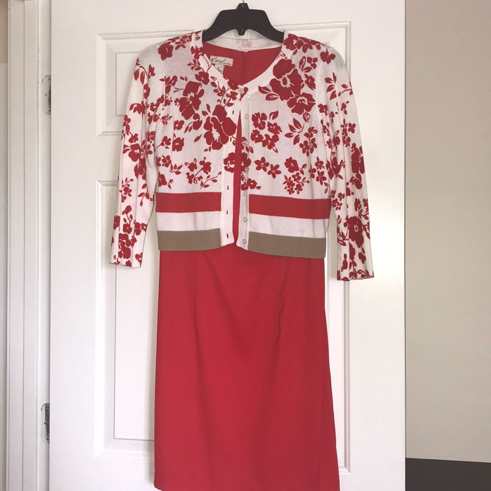 NWOT—Kim Rogers Sheath Dress with Floral Cardigan